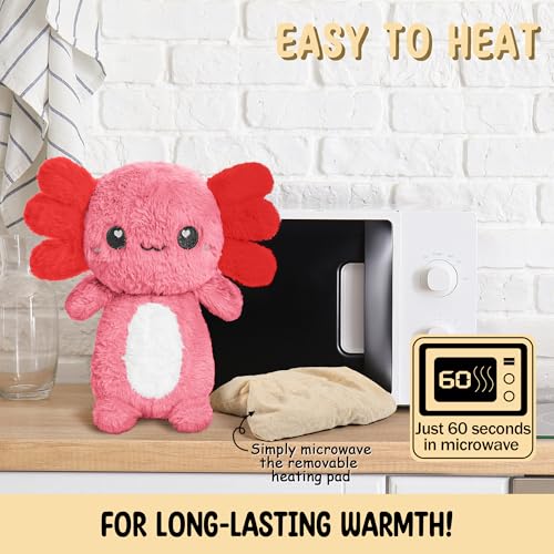 Image of Axolotl Microwavable Unscented Heating Pad for Women and Kids- Cute Soft Cozy Pillow Plush Heatable Warm Stuffed Animals - Kawaii Hot and Cold Plushie Food Toy - Axolotl Gifts for Girls and Boys