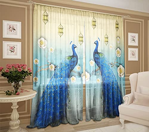 V21 3D Peacock Digital Printed Polyester Fabric Curtains for Bed Room, Kids Room, Living Room, Color Blue Window/Door/Long Door (D.N.976) (1, 4 x 7 Feet (Size: 48 x 84 Inch) Door)-image-39