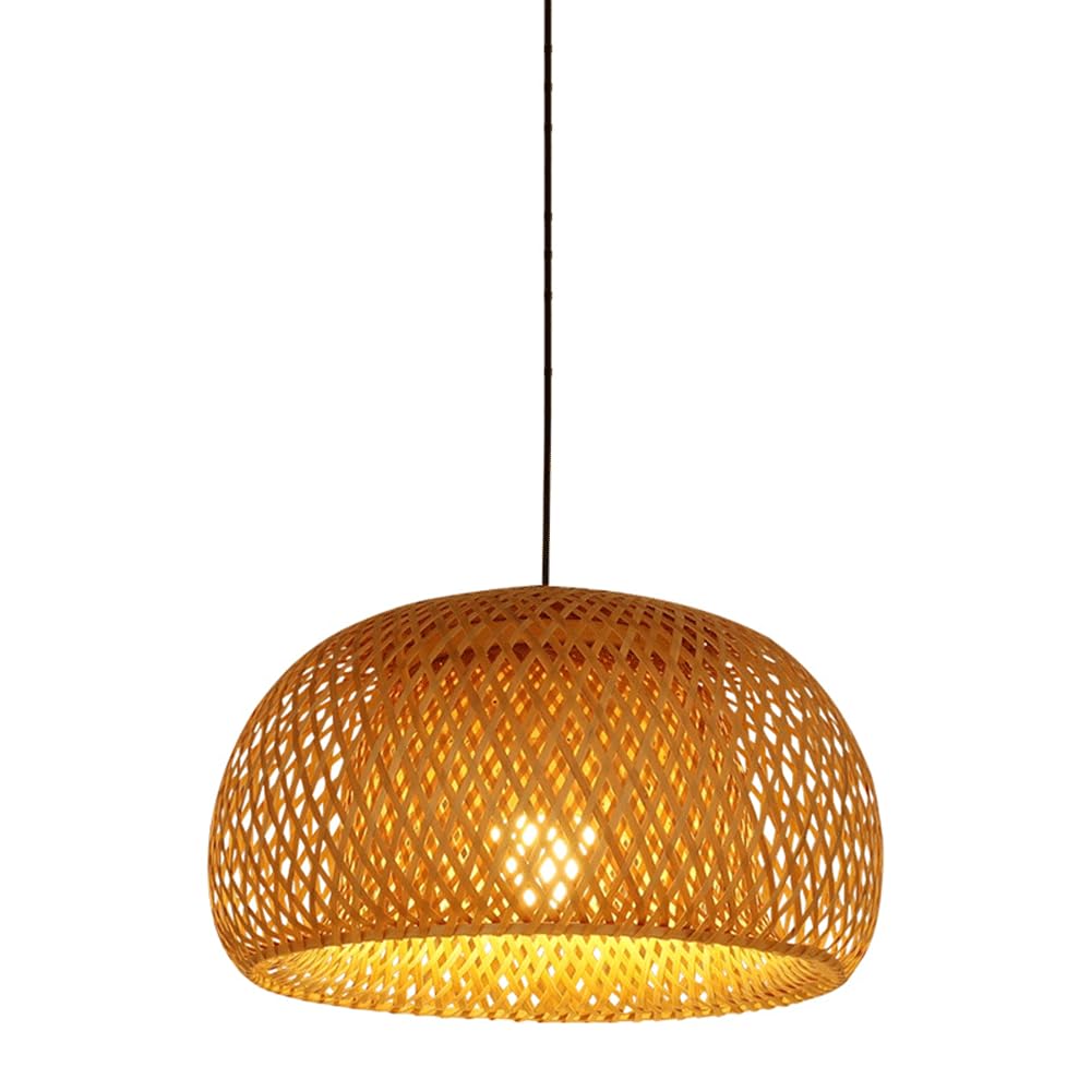 CJSLXGBL Hand-Woven Bamboo Hanging Lighting Fixtures Boho Light Fixture E27 Ceiling Hanging Light Vintage Chandeliers Coastal Pendant Light Farmhouse Lampshade For Dining Room Kitchen Island Hallway
