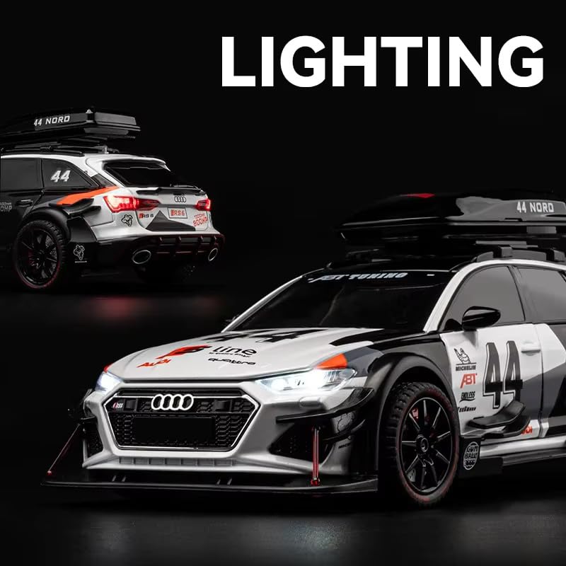 Image of VBE 1:24 Audi RS6 Modified Diecast Metal Pull Back Car with 6 Openable Doors with Sound and Light Toy Decoration car Best Gift Toys for Kids ?Colors as Per Stock?