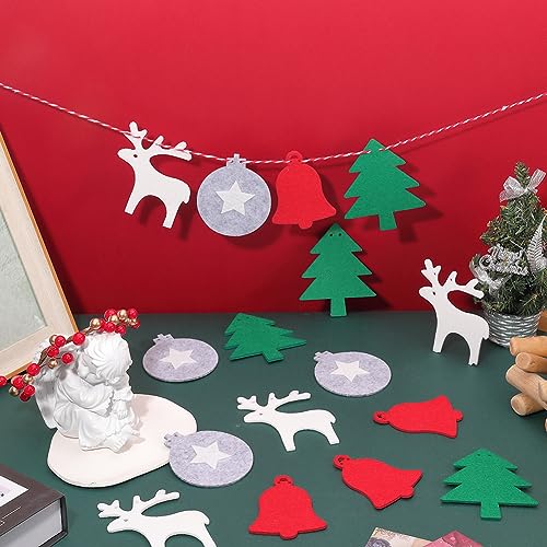 GORGECRAFT Christmas Banner Flag Xmas Tree Garland 16Pcs Pendants 3M Rope Ball & Deer & Tree & Bell Cloth Banners Bunting for Christmas Tree Holiday Indoor Outdoor Home Office Hanging Decor - Image 4