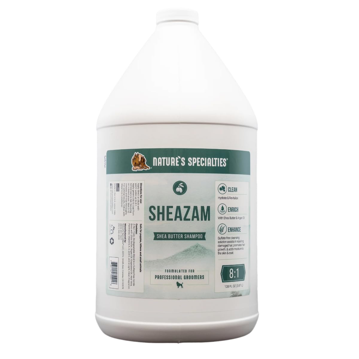 Nature's Specialties Sheazam Shea Butter Hundeshampoo - Sensitiv-Shampoo für Juckende Haut - Beruhigt Sanft - Repariert & Fördert das Haarwachstum - Spendet Feuchtigkeit & Entwirrt, 3.8L