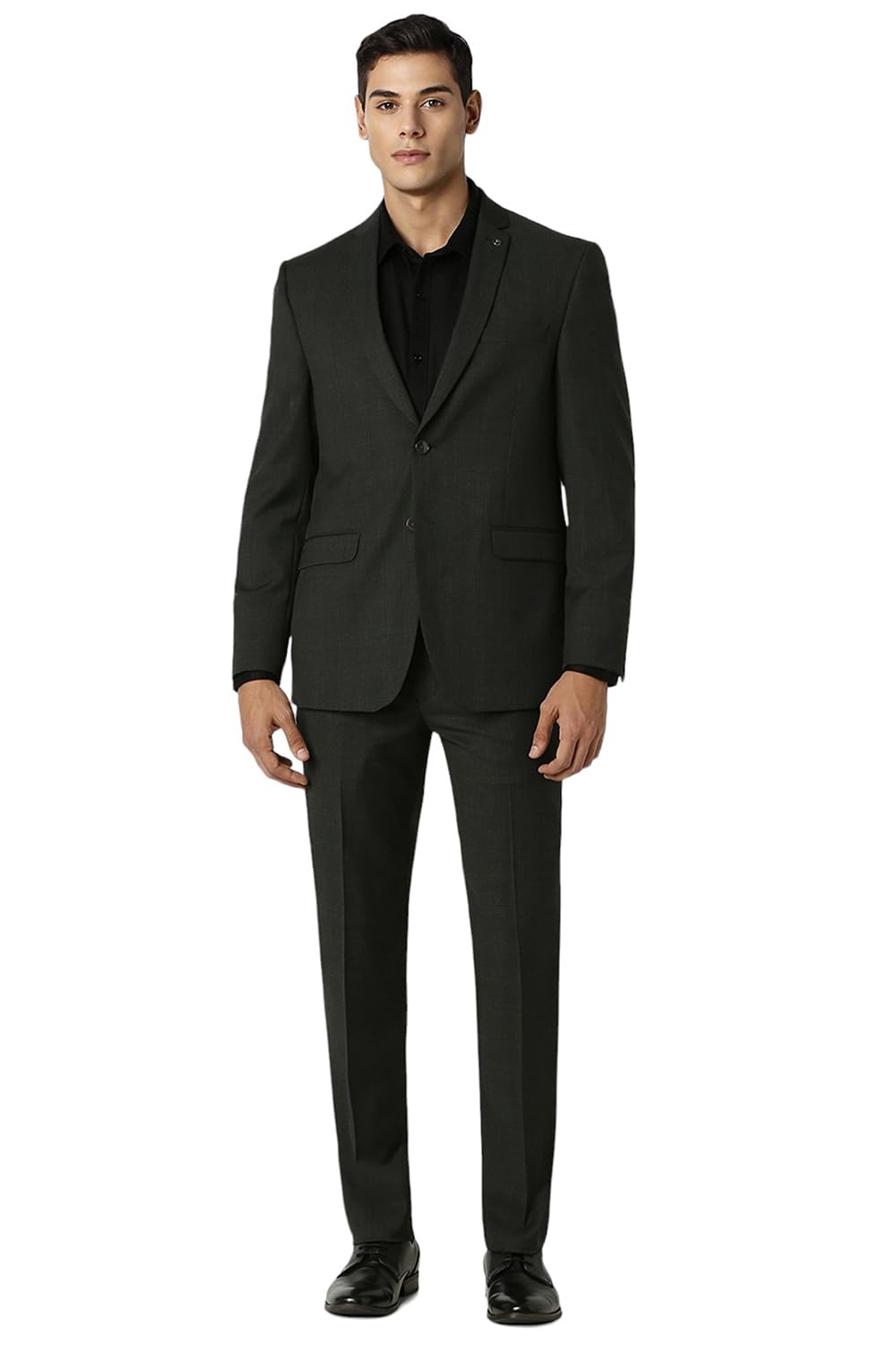 Men Grey Check Slim Fit Formal Two Piece Suit-image-30