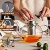 CNGLASS 600ml Glass Teapot with Removable Infuser,Clear Tea Kettle Stovetop Safe,Blooming and Loose Leaf Tea Maker #2