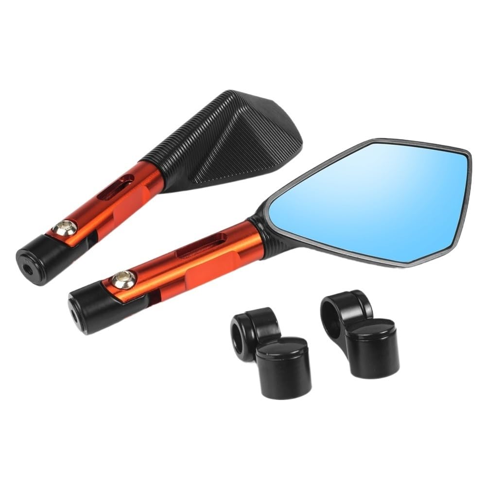 Rétroviseurs Moto Aluminium CNC - Paire Miroirs Latéraux Verre Bleu Anti-Éblouissant Pour Guidon 13-18mm - Look Sport Unique