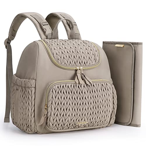 MOMMORE Changing Bag Mini Backpack Stylish Maternity Baby Bag with Insulated Pockets Foldable Changing Mat Stroller Straps Daily/Travel-Friendly Grey