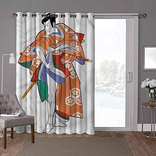 YUAZHOQI Cortina divisora de habitación con aislamiento térmico con ojales, máscara Kabuki,...