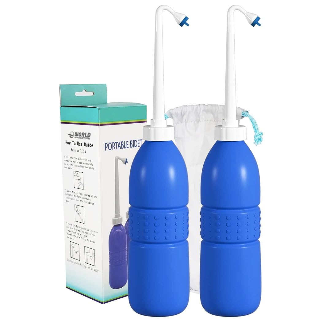 e World Portable Bidet Sprayer, Travel Bidet with Handheld Held Bidet, Portable Bidet for Travel, Sprayer Mini Handheld Bidet for Personal, Hygiene Care Bottom Wiper-650ML Capacity. (Pack of 2)