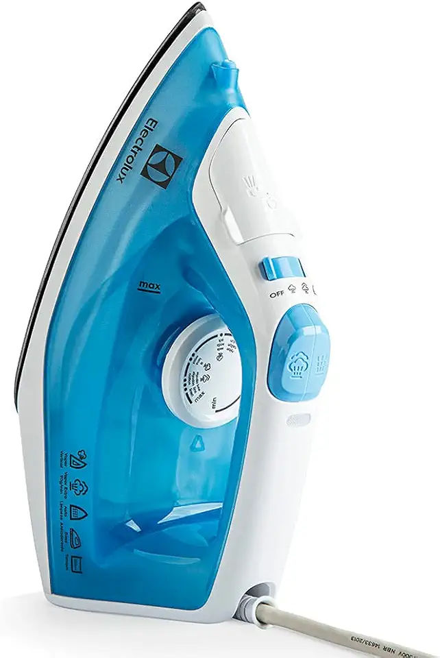 Ferro de Passar Roupa Seco e Vapor Electrolux base antiaderente vapor vertical extra anti gotejamento 1200W cabo inteligente 1,65m azul SIE60 220V