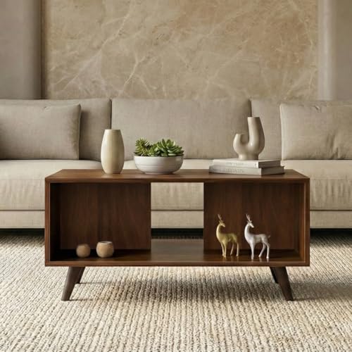 Image of Promyt Rectangular Shape Coffee Table /Center Table Sofa Tea or Teapoy Console Table for Sofa Set with Bottom Storage, Living Room Hall Home (Classic Brown)