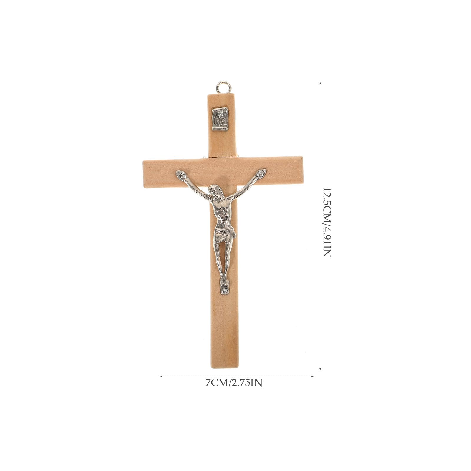 Croix Murale Chrétienne en Bois avec Crucifix de Jésus en Alliage de Zinc – Décoration Murale Catholique Forme Croix