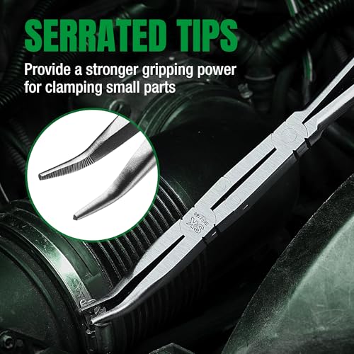 Image of SK 13'' Long Needle Nose Pliers, Double Compound 45 Bent Nose Pliers