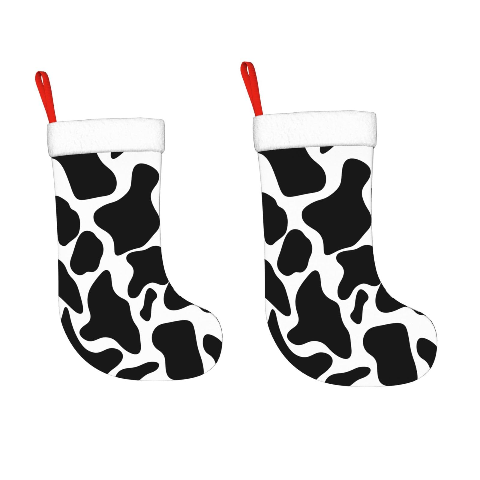 KLOPH 2 Pack 18 Inches Christmas Stockings Personalized Cow spot Xmas Stocking Hanging Decoration Fireplace Stocking for Holiday Xmas Tree Christmas Fireplace Decor Gifts