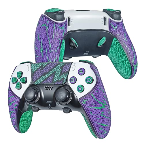 Controller Grips for PS5 DualSense Edge,Skin kit,Anti-Skid, Multi-Texture,Sweat Absorption,Pre-Cut Grips Tape,by SHADOW BOOLT (Purple &amp; Green, for DualSense Edge (Upgraded Version 2.0))