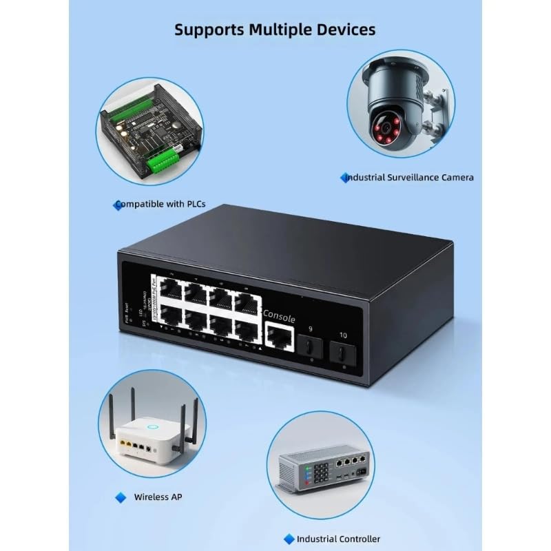 Conmutación de datos Ethernet industrial para proyectos de cámara y automatización