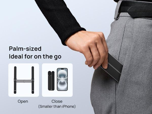 Miniatura 4 de YUATAUY - Soporte ultra compacto para laptop con concentrador USB de 4 puertos, elevador ergonómico de altura ajustable de 6 niveles, soporte de