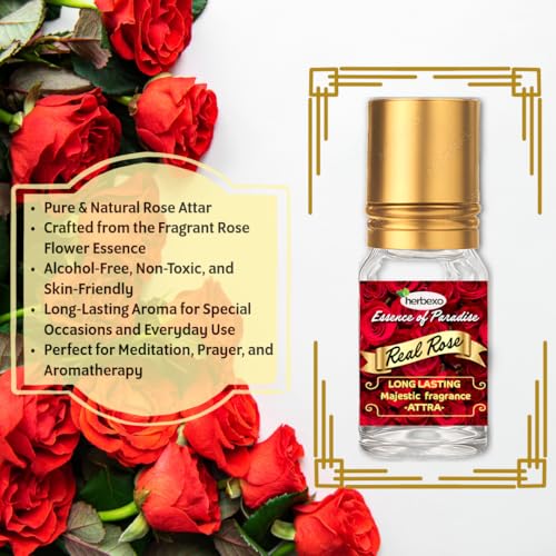 Image of Rose & Mogra Attar Combo | Long-Lasting Alcohol-Free Itra Perfume Oil | Pure Organic Natural Ittar for Men & Women | Floral Fragrance Gift Set