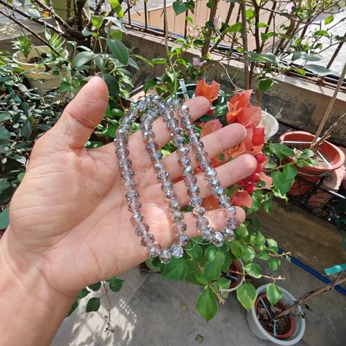 Image of 10mm Rondelle Glass Beads for Jewelry Making, Faceted Briolette Crytal Spacer Beads for Bracelet Necklace Earring, Clear Grey 200pcs