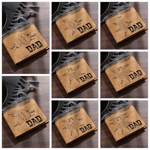 Image of Fathers Day Wallet Gift for Dad,Personalized Custom Photo & Name Wallets for Men Husband,Customized Leather Picture Wallet for Father's Day,Valentine's Day (Style 1)