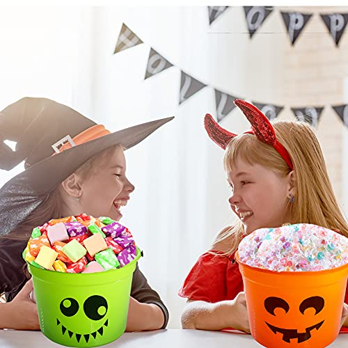 4 Pcs Halloween Pumpkin Candy Bucket - Trick or Treat Plastic Basket for Kids Great Party Decor Favors