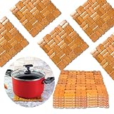 Bamboo Trivets for Hot Dishes - Heat Resistant Kitchen Hot Pads & Countertop Protectors, Table Decor for Home, Festive Design, Ideal Housewarming Gift, Home Essential (8)