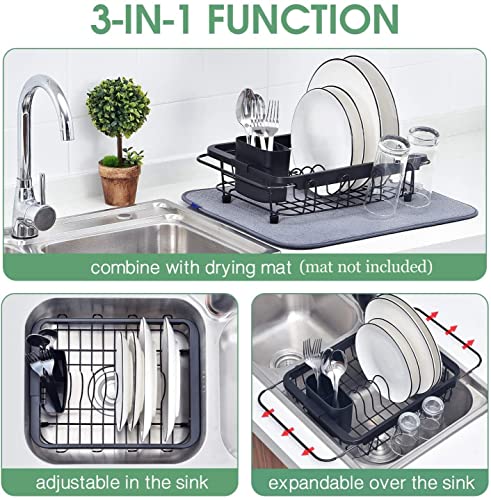 Toolf Expandable Dish Drying Rack Over The Sink Adjustable Dish Rack In Sink Or On Counter Dish Drainer With Utensil Holder Rustproof For Kitchen #TOP2