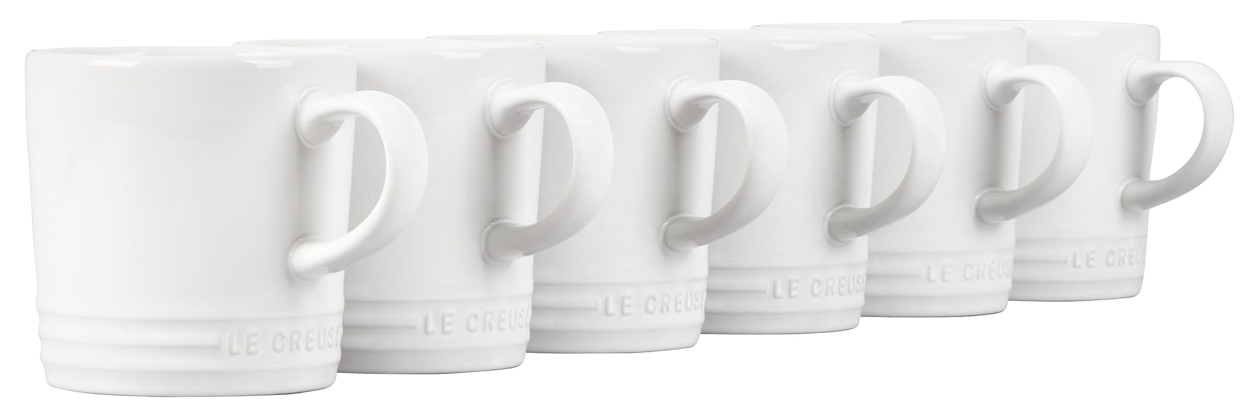 Le Creuset Stoneware Set of 6 London Mugs, 12 oz. Each, White