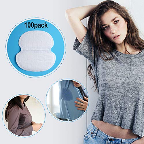Almohadillas para el sudor de las axilas, PChero 100 PCS (50 pares) Escudos absorbentes desechables desechables de primera calidad para mujeres, hombres y mujeres