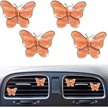 4Pcs Lovely Cute Butterfly Car Air Vent Clip Air Freshener Diffuser Charm Auto Interior Decor Accessories for Girls & Women Orange