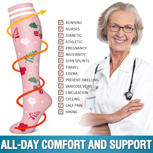 Image of Bluemaple 6 Pack Copper Compression Socks for Women and Men Circulation-Best Support for Medical, Running,Nursing,Athletic