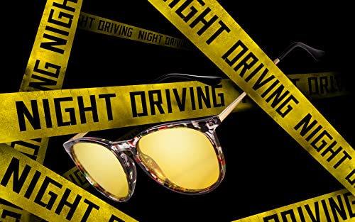 Image of TJUTR Women's Night-Vision Glasses for Driving, Polarized Yellow Lens | Reduce Glare, Nighttime Driving, Rainy Weather, Foggy Conditions, UV Protection