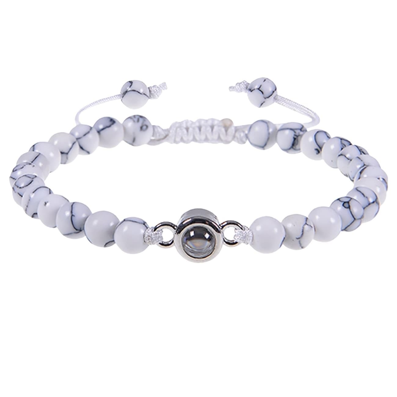 Schmuck Zestaw 2 bransoletek 6 mm Kamień naturalny Kocham Cię 100 języków dla niego i dla niej, Bransoletka surferska dla par, Świetny pomysł na prezent – ​​20 cm