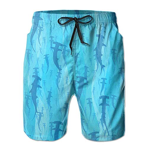 shizh - Bañador para hombre, diseño de tiburón en azul océano multicolor XL