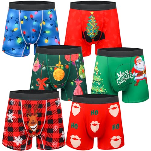 Twistover YLF-TWISTOVER-0119 6 Pcs Christmas Boxer Underwear For Men With Box Mens Christmas Boxer Briefs Soft Comfy Underwear thumb #3