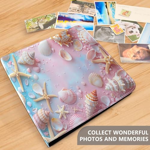 Álbum de Fotos Autoadhesivo DIY Scrapbook Álbum Colorido Playa Estrellas de Mar Conchas Encuadernador de 3 Anillos Libro de Fotos 40 Páginas 8x10 para Memorias miniatura 5