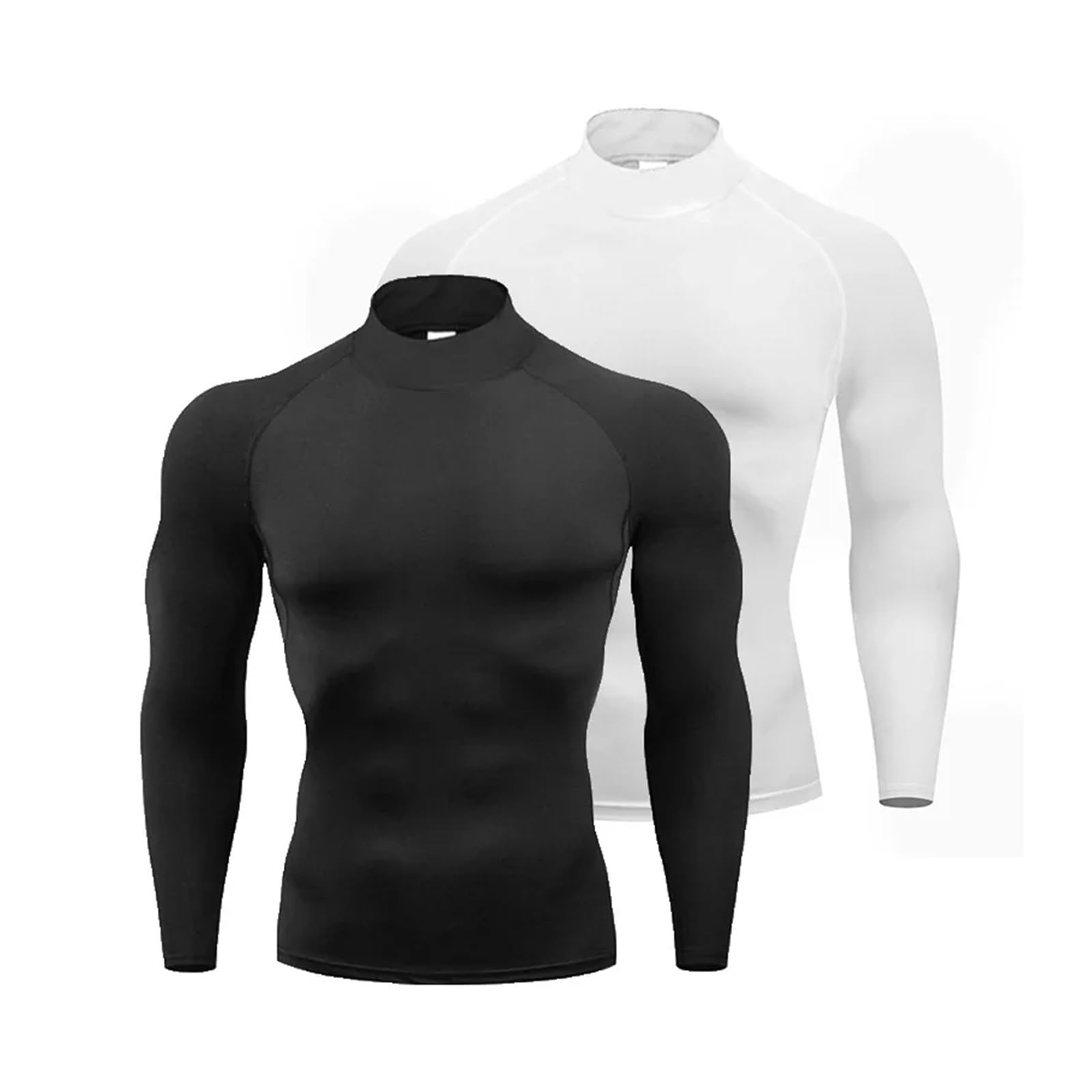 Functional Shirt Hommes Chemises de Course Compression à Manches Longues Chemises de Sport Fitness entraînement serré Jogging t-Shirts vêtements de Sport séchage Rapide(Black,XX-Large)