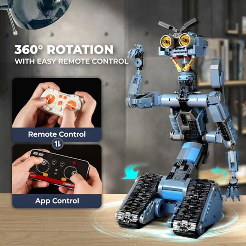 Iatom F-C9225Y02 1176 Pieces Johnny 5 Robot Building Set With Remote Control, Short Movie Circuit Building Blocks Toy, Compatible For Lego, Rechargeable Technic Robotics Figure Model Kit thumb #4