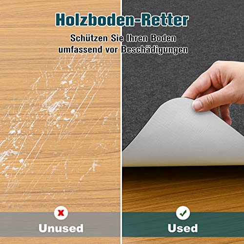 Unterlage Schreibtischstuhl Bodenschutzmatte Bürostuhl Teppich Unterlage-Kratzfest für Parkett und Hartböden Bürostuhl Unterlage für Stühle Hohe Dichte Anti-Silp Hellgrau
