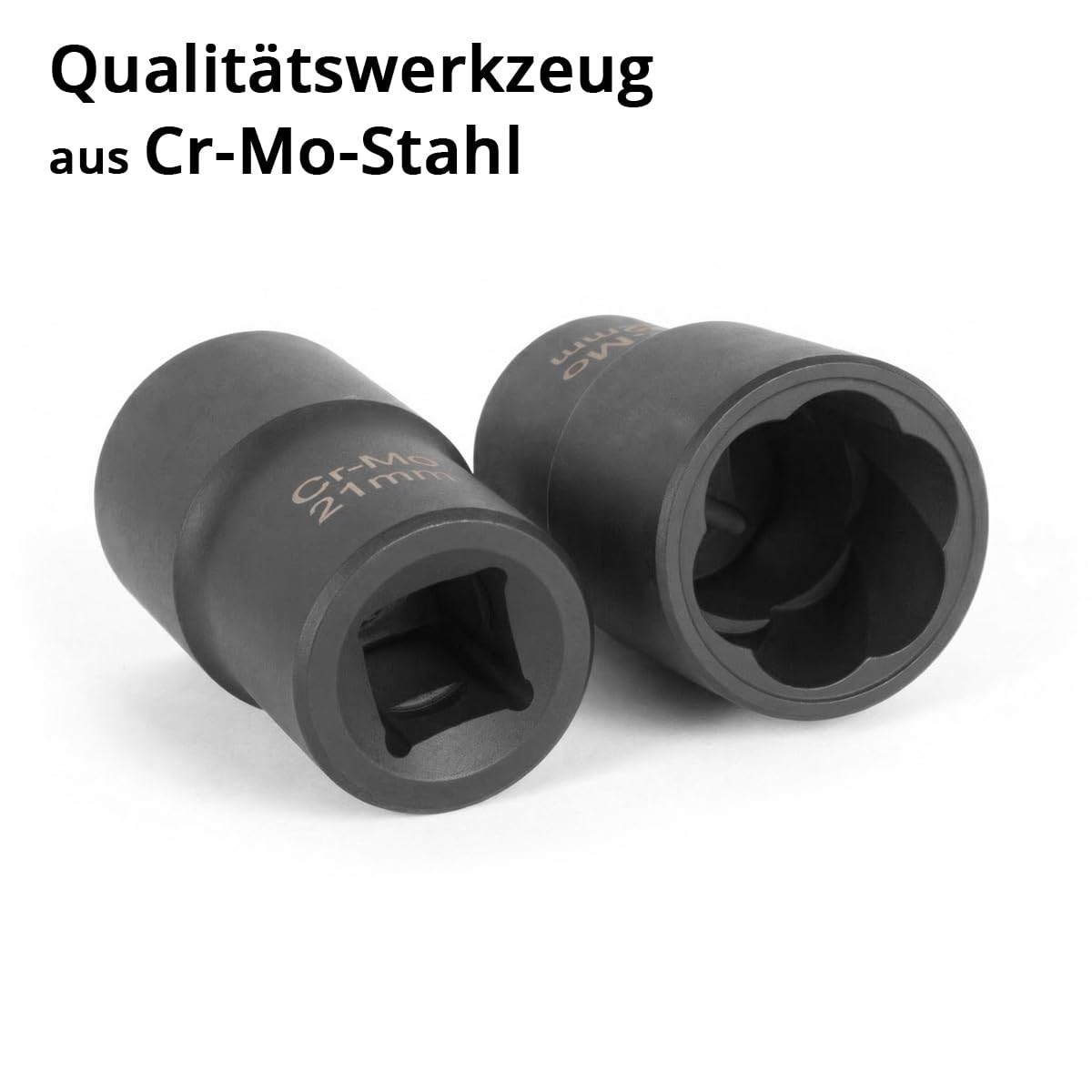STAHLWERK Radnaben-Service & Felgen-Demontage-Set 16-teilig, 1/2" Antrieb | 5 Schonnüsse für Alufelgen, 4 Ausdrehschlagnüsse 17-22 mm, 2 Topf-Drahtbürsten 65 und 75 mm, Adapter M14 x 2,0