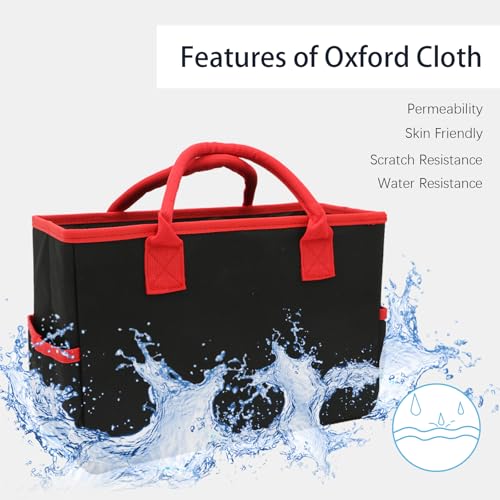 Image of Cupohus Desktop Art Craft Storage Tote Bag and Stock Organizer (Black&Red) | Supply Storage Bags with Pockets and Handles, Oxford Fabric Carrying Caddy for Teacher, Officer, Artist, Traveler, and More