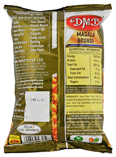 Image of DMB Namkeen Plain Boondi Snack Foods 150 Grams Each|Testy Plain Boondi |Delicious Plain Boondi |Plain Raita Boondi (Pack of 10) (Masala Boondi)