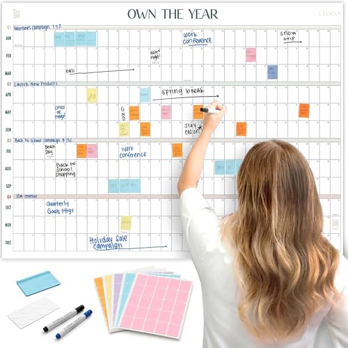 Own the Year GIANT UNDATED Wall Calendar | 4ft x 3ft Full-Year Dry Erase Planner Start Anytime,...