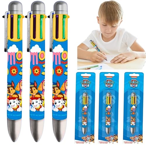 Lot de 3 stylos à bille Paw Patrol pour enfants garçons | 6 couleurs pour bureau, fournitures...