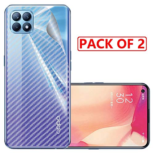 Image of Compatible with (Pack of 2) Oppo Reno 4 Se Back Screen Protective Film Carbon Fiber Skin Transparent Screen Guard Sticker