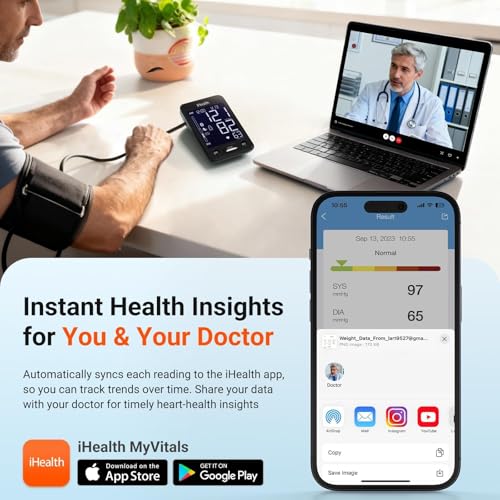 iHealth Accu Blood Pressure Monitor – 4.5" Large LCD(Black), Clinically Accurate, Irregular Heartbeat Alert, Body & Cuff Detection, Bluetooth Sync, Large 8.6"–17" Cuff – Easy for Seniors & Adults - Image 6