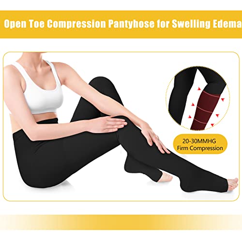 Heentan 2 Pairs Open Toe Compression Pantyhose 20-30Mmhg Compression Tight Compression Leggings For Women Swelling Edema Pregnancy(Large) #TOP5