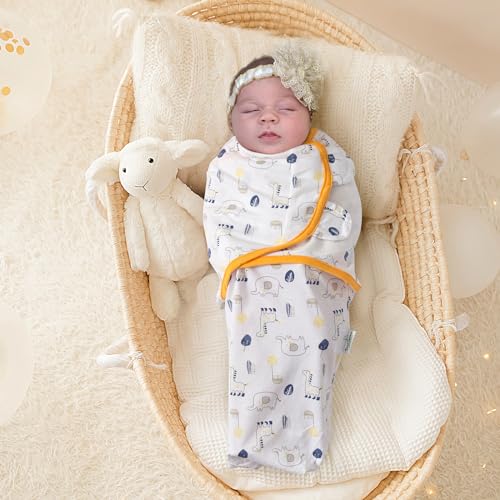 Image of Baby Swaddle Blanket, 2 Pack, Small-Medium, 0-3 Months, Orange | Newborn Swaddles, Easy Change Infant Wrap, Adjustable Swaddle Blanket