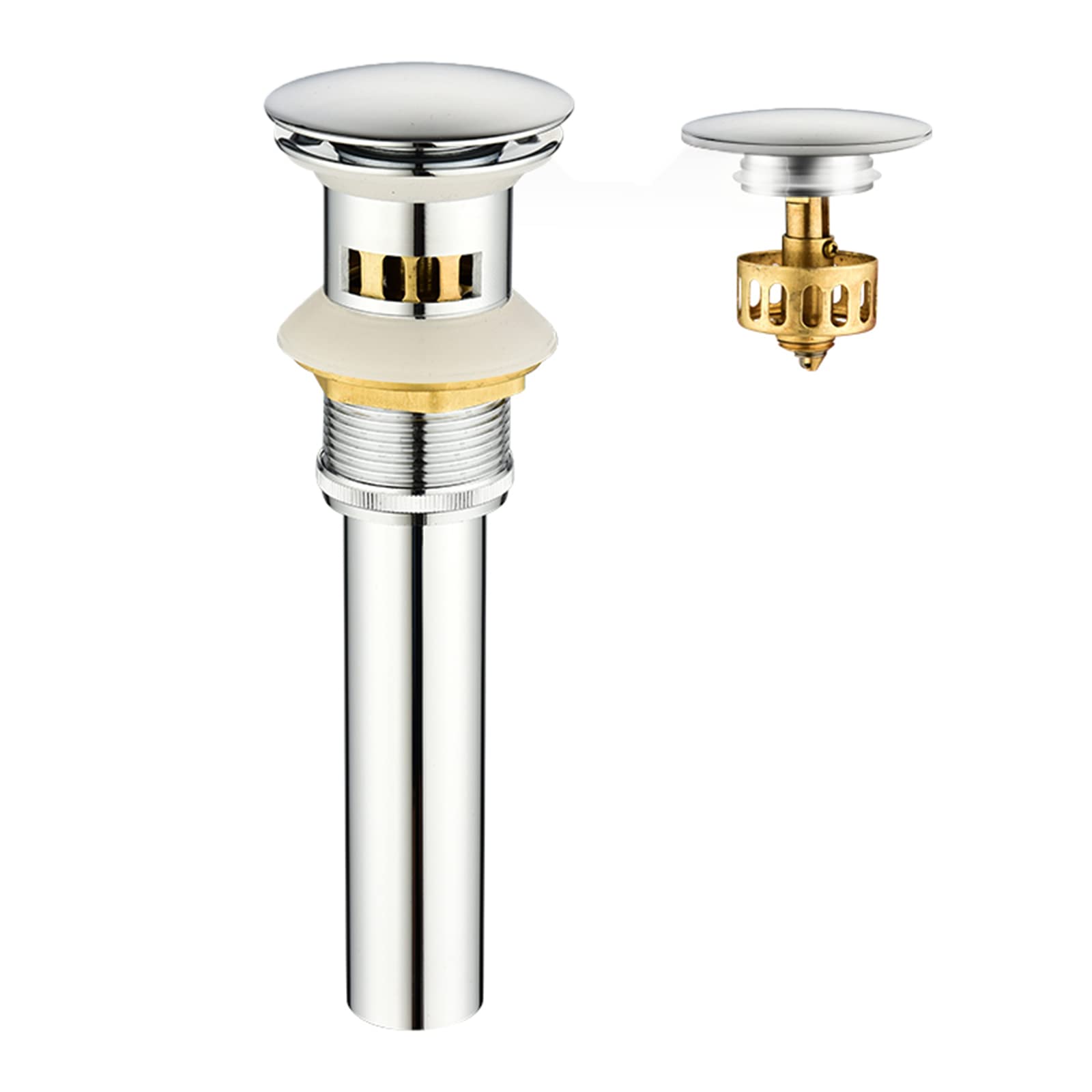 Pop Up Ventil mit Überlauf Universal Ablaufgarnitur Waschbecken Abflussventil 1 1/4 Messing Für Küchenwaschbecken,Gold