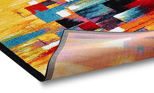 image for Well Woven Champlain Multi Cubes Yellow Orange Blue Modern Abstract Pa