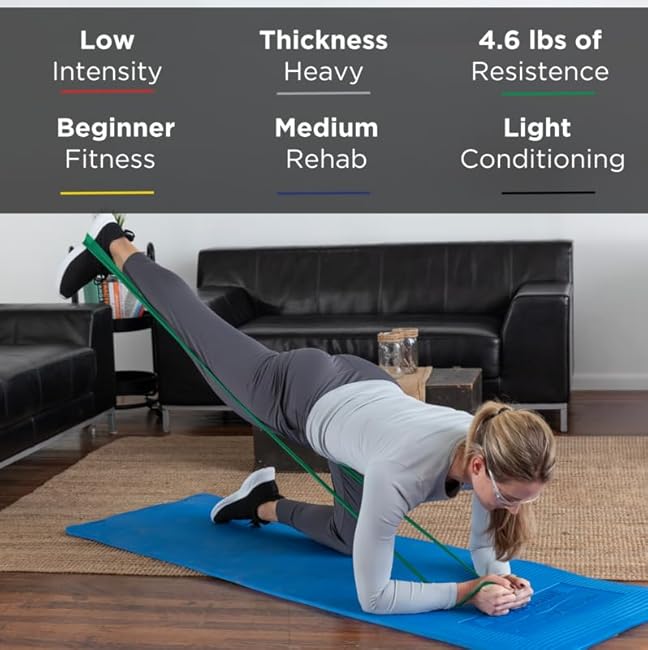 THERABAND Resistance Bands, 6 Yard Roll Professional Latex Elastic Band For Upper & Lower Body, Core Exercise, Physical Therapy, Pilates, Home Workouts, & Rehab, Green, Heavy, Level 4